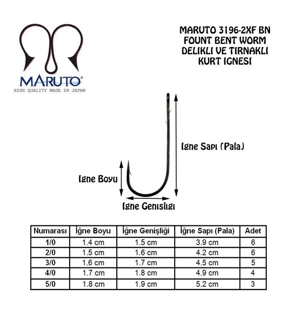Maruto 3196-2XF Bn İğne No:1/0 (6Pcs)