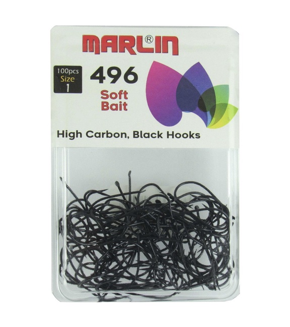 Marlin 496 Siyah Olta İğnesi No:1 (100Pcs)