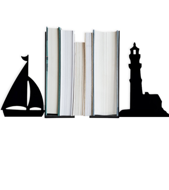Metal Kitap Tutucu Yelkenli Figürlü Kitap Desteği, Dekoratif Kitaplık