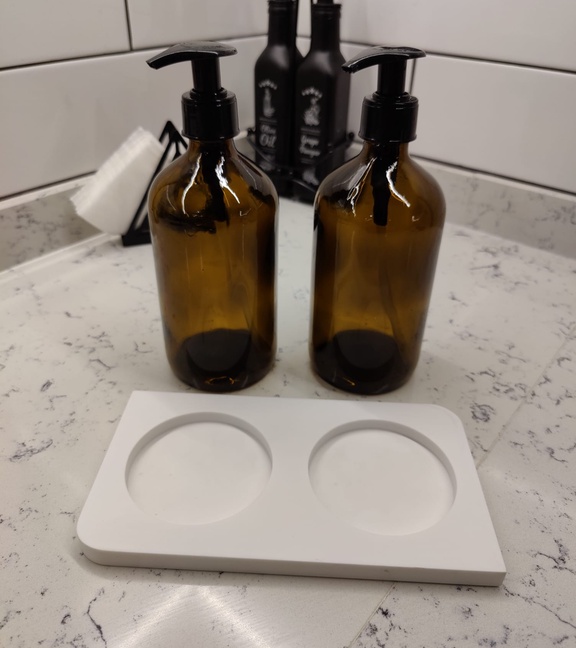 Corian Kırılmaz Mermer 2'li Sabunluk Standı & Yağdanlık Standı