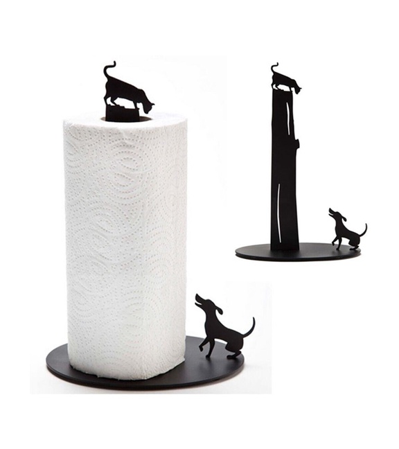 Kedi Köpek Figürlü Dekoratif Metal Kağıt Havluluk, Havlu Tutucu, Havlu Askısı