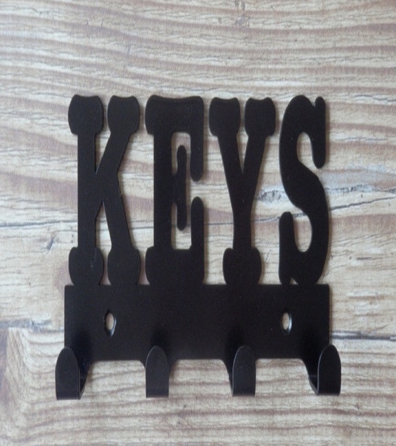 Metal Siyah Keys Yazılı Dekoratif Anahtar Askısı, Askılık, Anahtarlık