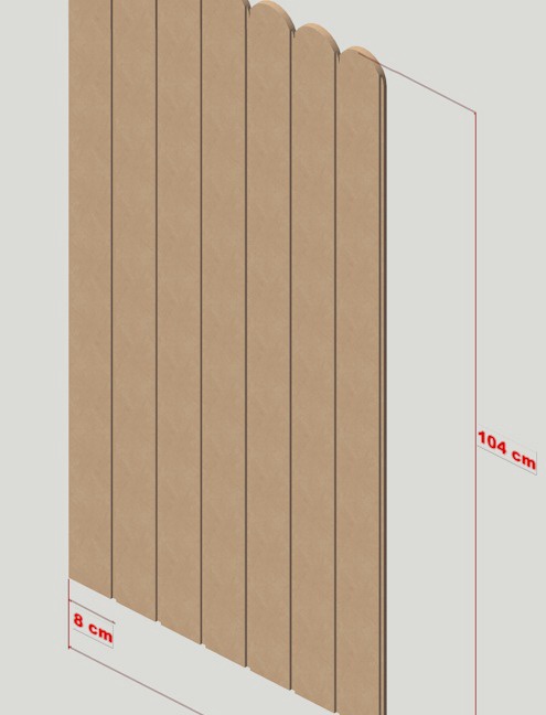 54 cm Genişlik x 105 cm ( ÜSTÜ OVAL ) Ham mdf Duvar paneli ( 10 mm kalınlık )