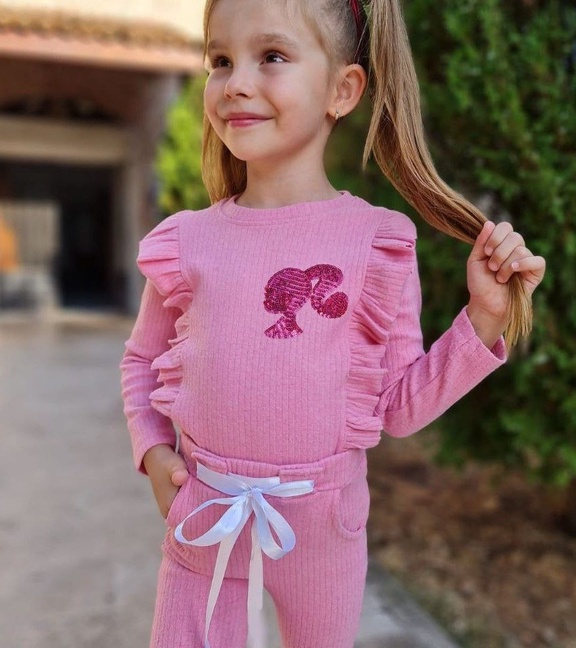 Barbie Pullu Desenli Okul Öncesi Kız Çocuk Kaşkorse alt Üst Takım Kst001