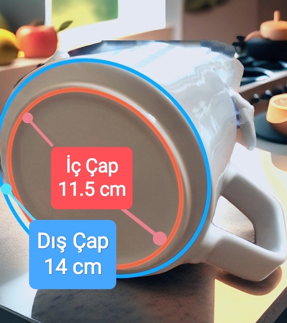 1.400 cc/ml (1.4 Litre) Porselen Çay Demliği. Kahveci Demliği. Su ısıtıcısı, çaydanlık, semaver , kazan uyumlu demlik