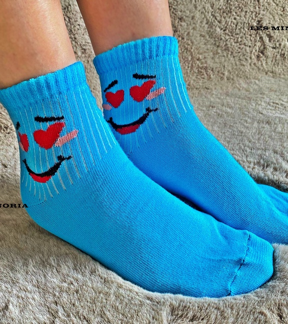 6'lı Gülen Yüz Emojili Pamuklu Kadın Çorap / LES MINORIA