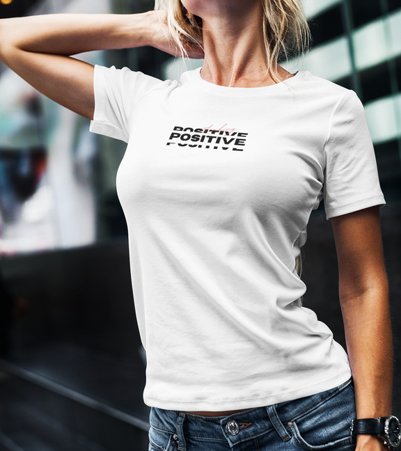 Beyaz Positive Basklı Tişört / LES MINORIA