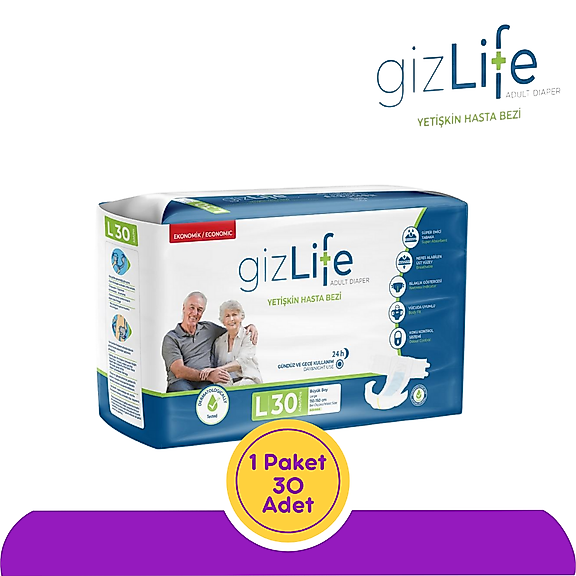 GizLife Belbantlı Yetişkin Hasta Bezi Büyük (L) 30 Adet