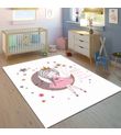 Minibabyrooms Ayda Oturan Kız Desenli 8 mm Kalınlıkta Çocuk Odası Halısı