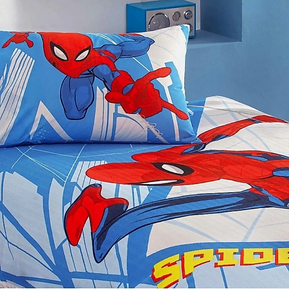 Taç Lisanslı Spiderman Gate Tek Kişilik Pamuk Pike Takımı