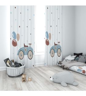 Minibabyrooms Klasik Araba ve Bolonlar Temalı Fon Perde