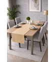 PerdeYap Kadife Dokulu Bej Renk Ada Serisi Runner 40 x 140 cm
