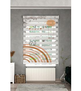 Minibabyrooms Tavşan ve Salıncakta Kedi Desenli Zebra Perde