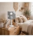 Minibabyrooms Beyaz Yıldızlı Fil Desenli Ahşap Oyma Ayak Abajur
