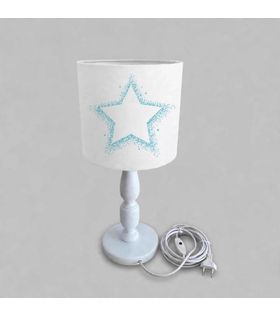 Minibabyrooms Yeşil Yıldız Desenli Ahşap Oyma Ayak Abajur