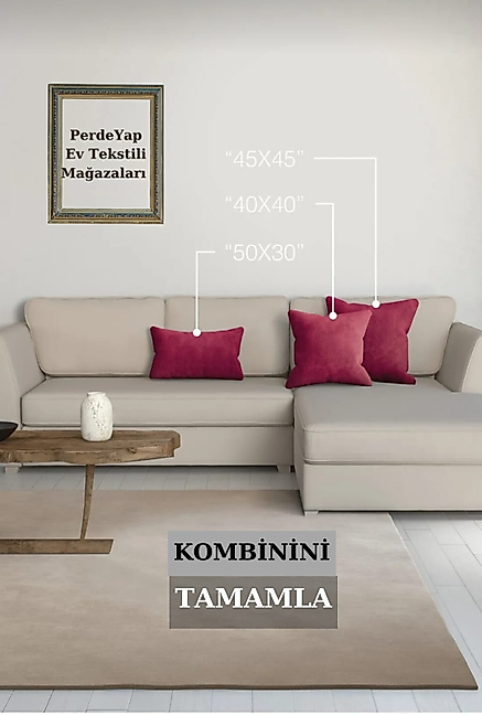 PerdeYap Kadife Dokulu Bordo Renk Ada Serisi Runner 40 x 140 cm