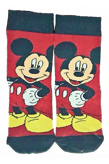 Mickey Mouse Desen Siyah Çocuk Soket Çorap