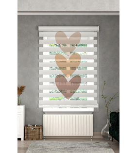 Minibabyrooms Kahverenkli Kalplar Desenli Zebra Perde