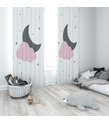 Minibabyrooms Ay Yıldız Bulut Desenli Fon Perde