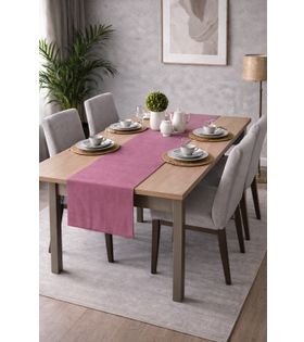 PerdeYap Kadife Dokulu Gülkurusu Renk Ada Serisi Runner 40 x 140 cm