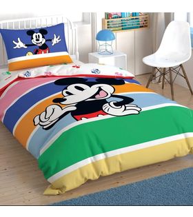 Taç Tek Kişilik Nevresim Takımı Mickey Mouse Rainbow