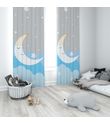 Minibabyrooms Mavi Ay ve Yıldızlar Desenli Fon Perde
