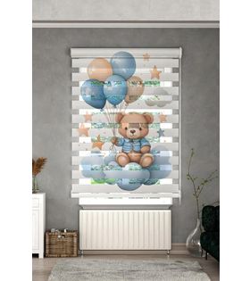 Minibabyrooms Ayıcık ve Balonlar Desenli Zebra Perde