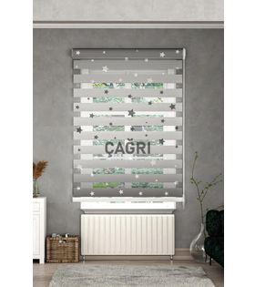 Minibabyrooms Gri Yıldızlar Desenli Zebra Perde