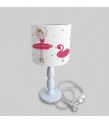 Minibabyrooms Pembe Balerin Kız ve Kuğu Desenli Ahşap Oyma Ayak Abajur