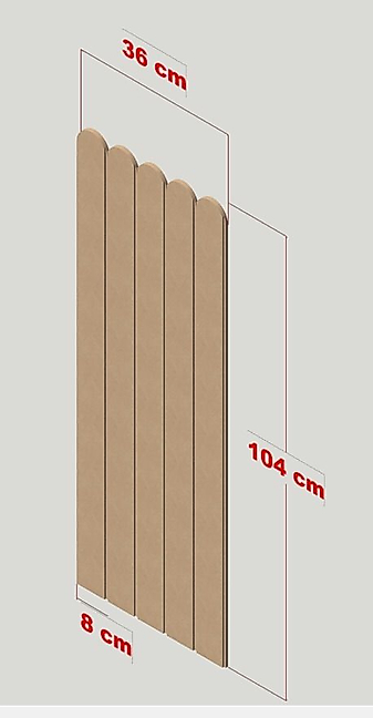 36 cm Genişlik x 105 cm ( ÜSTÜ OVAL ) Ham mdf Duvar paneli ( 10 mm kalınlık )