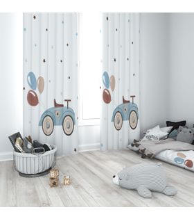 Minibabyrooms Klasik Araba ve Balonlar Temalı Fon Perde