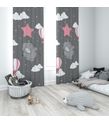 Minibabyrooms Pembe Yıldızlı Fil Temalı Fon Perde