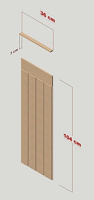 36 cm Genişlik x 105 cm Ham mdf Duvar paneli ( 10 mm kalınlık )