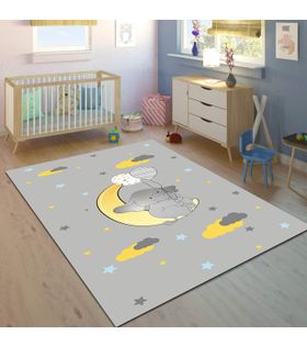 Minibabyrooms Ayda Fil ve Balonlar Desenli 8 mm Kalınlıkta Çocuk Odası Halısı