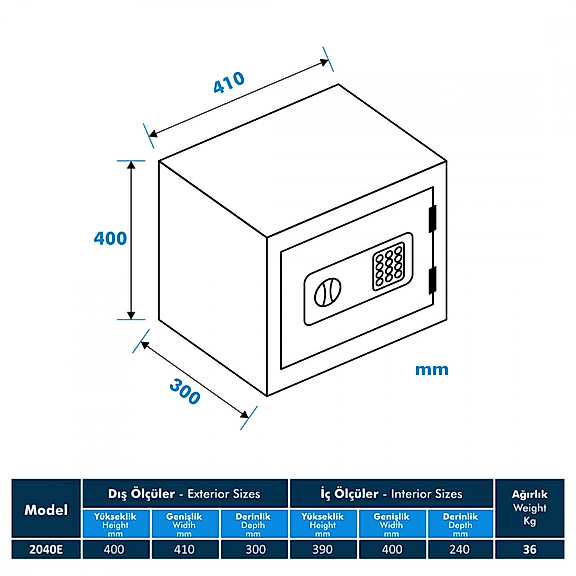 Model 2040-E Elektronik Ev ve Ofis Kasa