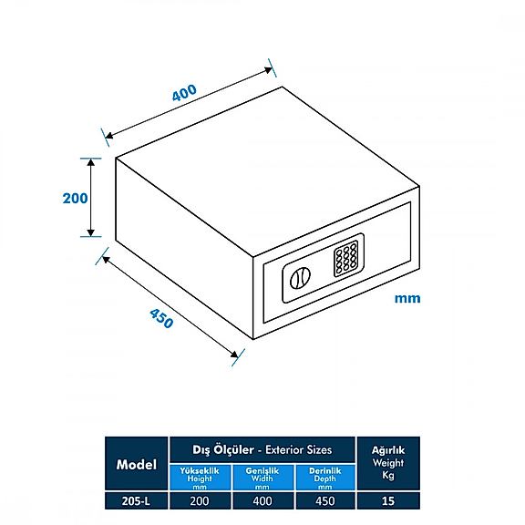 Model 205-L Elektronik Ev & Otel Kasa