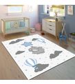 Minibabyrooms Fil ve Mavi Yıldız Desenli 8 mm Kalınlıkta Çocuk Odası Halısı