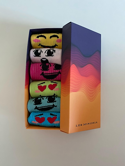 6'lı Gülen Yüz Emojili Pamuklu Kadın Çorap / LES MINORIA