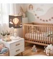 Minibabyrooms Pembe Uçan Balon Desenli Ahşap Oyma Ayak Abajur
