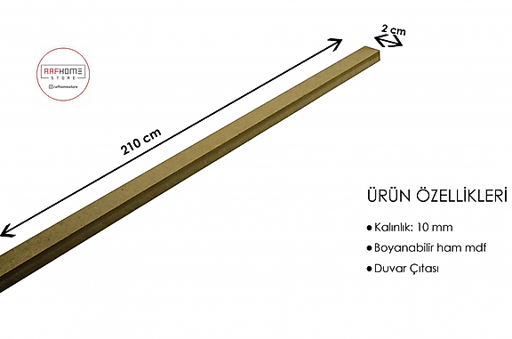 İskandinav Duvar Çıtası 10 Mm (Kalinlik) 2 Cm (En) X 210 Cm (Boy)ham Mdf ( 1 Boy )