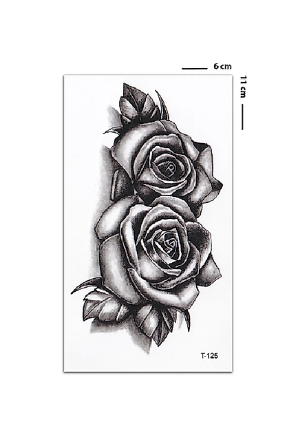 Gül Desenli Göğüs Arası, Bilek, Kol, Bacak, Boyun Geçici Dövme, Tattoo