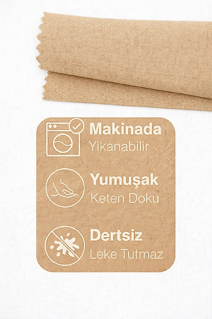 PerdeYap Bej Ada Fon Perde Tek Kanat 1/3 Sık Pile