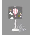 Minibabyrooms Pembe Uçan Balon Desenli Ahşap Oyma Ayak Abajur