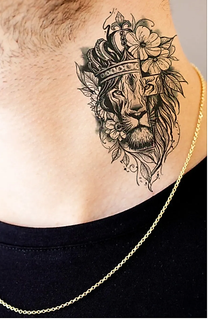 Aslan Kral Göğüs Arası, Bilek, Kol, Bacak Geçici Dövme, Tattoo