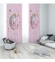 Minibabyrooms Ayda Oturan Kız Pembe Zemin Temalı Fon Perde