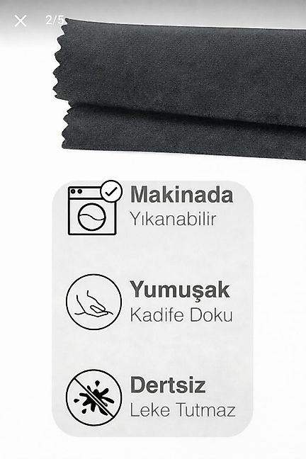 PerdeYap Kadife Dokulu Koyu Gri Kırlent Yastık Kılıfı Antrasit ( 2 Adet )