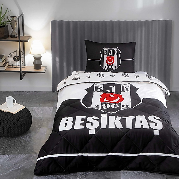 Taç Lisanslı Beşiktaş Logo Tek Kişilik Yorgan Seti