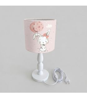 Minibabyrooms Balonlu Tavşan Desenli Ahşap Oyma Ayak Abajur