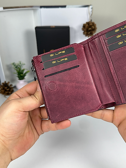 Jordan 2044 Ünisex Bordo Renk Hakiki Deri Fermuarlı