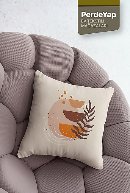 Bohem Duvar Tabloları Yapraklar Desenli 4lü Dijital Baskılı Kırlent Kılıfı 43 x 43 Cm Krem 044